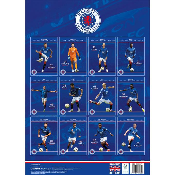 Actual product image Rangers FC 2025 A3 Wall Calendar (A3, German)