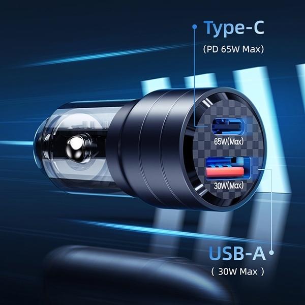 Actual product image Usams Ład. sam. C36 USB+USB-C 95W Fast Charge fioletowy/purple CC176CC02 (US-CC176)