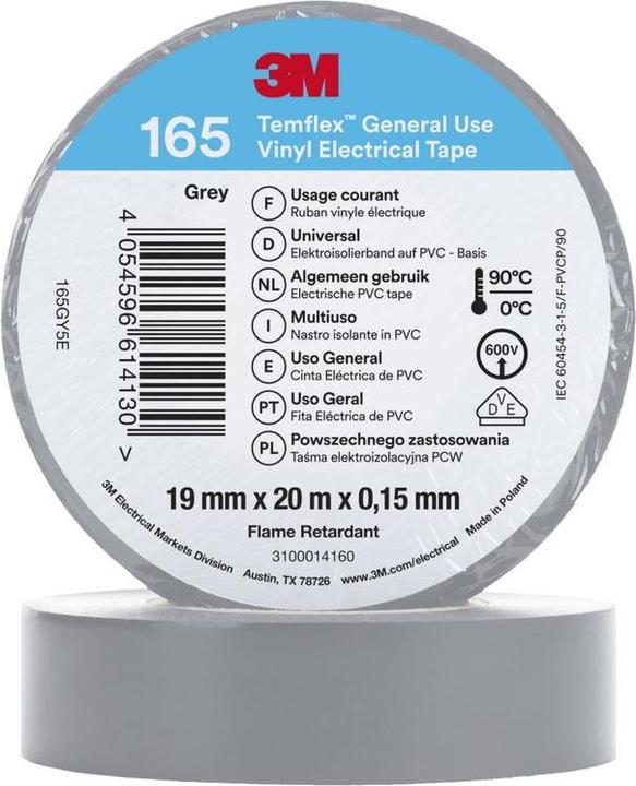 Produktbild 3M Temflex Vinyl-Isolierband 165, 19 mm x 20 m (19 mm)