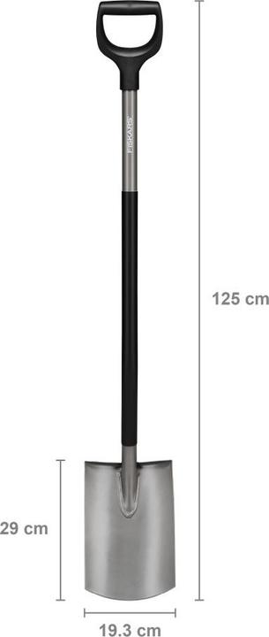 Actual product image Fiskars Ergonomic Rounded Spade Grey