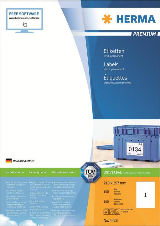 Actual product image HERMA Universal labels A4
