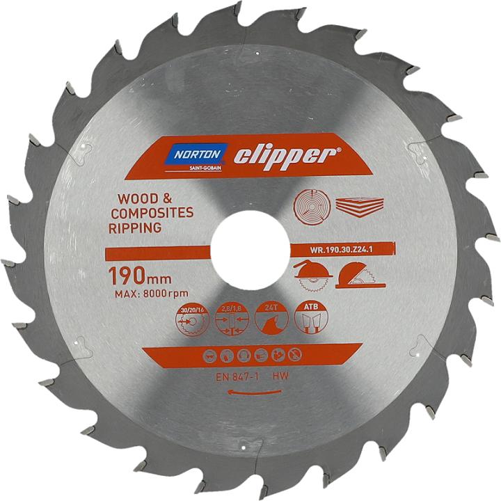 Actual product image MGA NORTON CLIPPER carbide blade Flow 190x2.8/1.8x30 Z24 - 70184608052