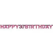 Produktbild Amscan Guirlande Happy Birthday Rose "30 ans"