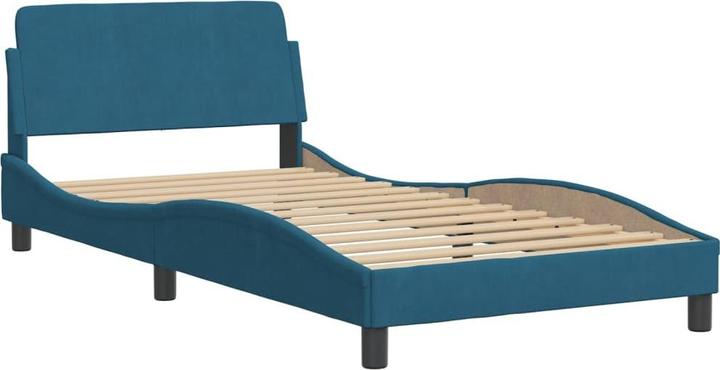Image du produit VidaXL Lit Cadre de lit simple avec matelas Bleu 100x200cm Velours (100 x 200 cm)