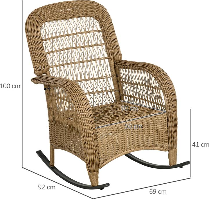 Immagine prodotto Outsunny Sedia a dondolo in rattan con cuscino di seduta