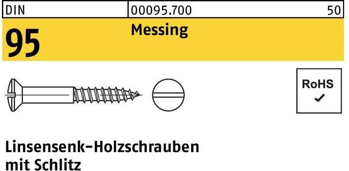 Produktbild Holzschraube DIN 95 Linsensenkkopf Schlitz 3,5 x 25 Messing (200 Schrauben pro Stück)