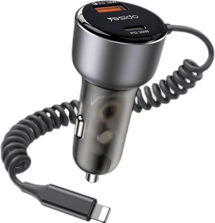 Image du produit Yesido Y57 Chargeur de voiture super rapide 50W avec câble Lightning