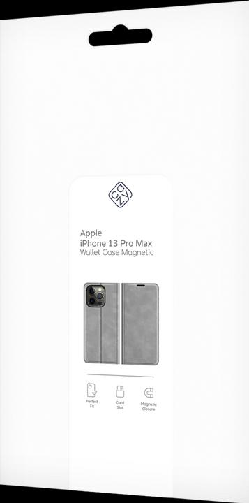 Produktbild Cazy Book Case Kompatibel mit iPhone 13 Pro Max - Hülle klappbar Magnetisch Kunstleder - Grau (Apple iPhone 13 Pro Max)
