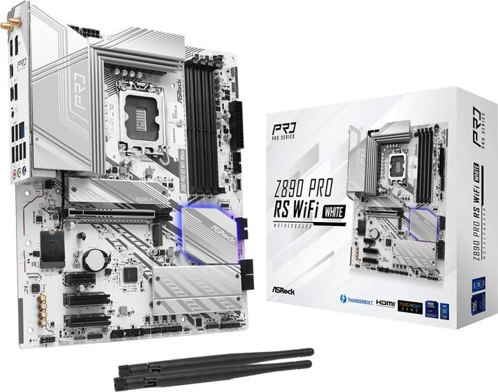 Produktbild AsRock Z890 Pro RS WiFi White Intel DDR5 S1851 (LGA 1851, Intel Z890, ATX)