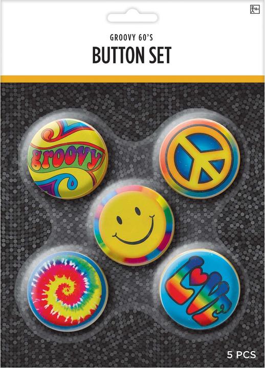Immagine prodotto Amscan Simpatico distintivo per feste hippie (confezione da 5)