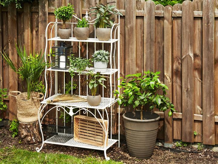 Image du produit Beliani Étagère de jardin beige métal 4 étagères pliable PAVONA