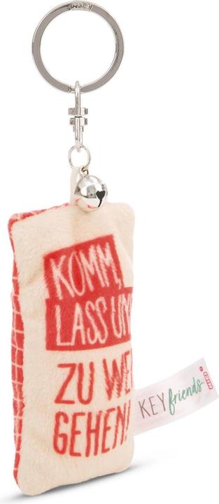Immagine prodotto Magni NICI Schlüsselanhänger Mini Plüschkissen Komm, lass uns zu weit gehen mit Glöckchen 8cm