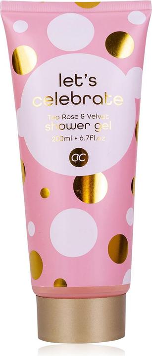 Accentra Duschgel LET'S CELEBRATE in Tube, 200ml, Duft: Tea Rose & Velvet, Farbe: rosa/weiss/gold, VE 6/24 (200 ml)
