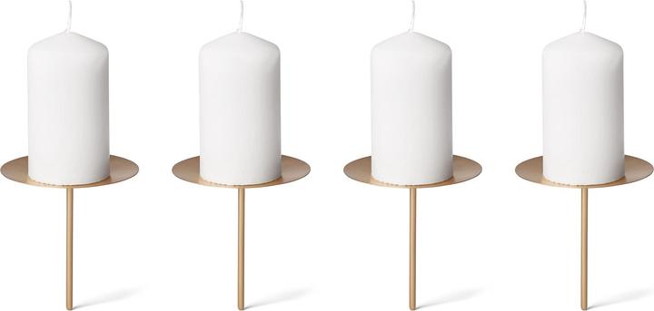 Image du produit Novaliv Lot de 12 bougeoirs avec épine 10cm GOLD Couronne de Noël Plat à bougie à piquer rond (10 x 10 x 10 cm)