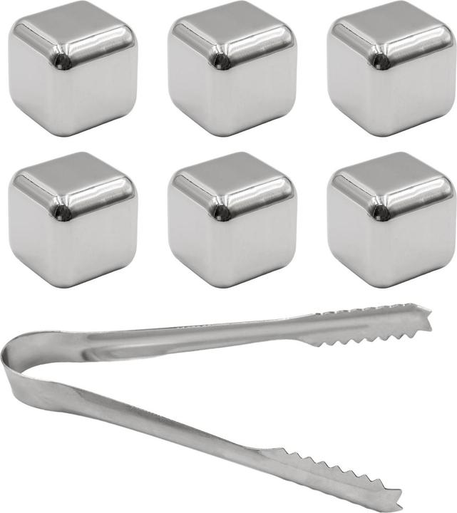 Actual product image Intirilife 6x Whiskey Stones in SILVER (Whisky stones)
