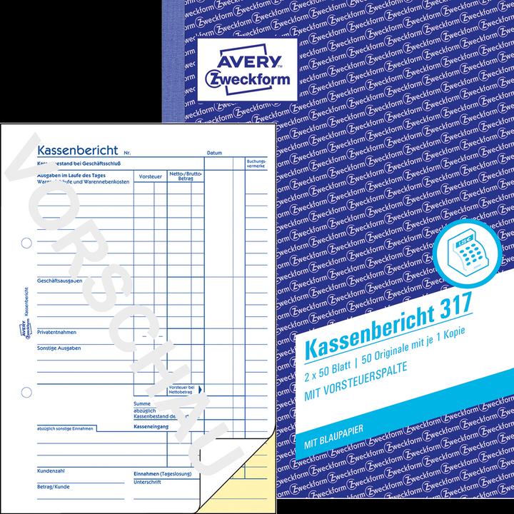 Actual product image Avery Cash report (50 x)
