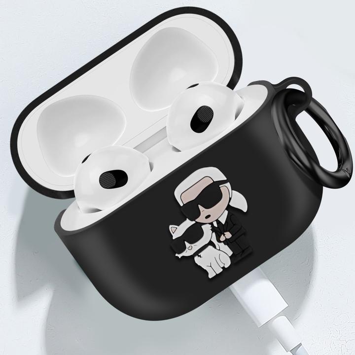 Image du produit Karl Lagerfeld Logo 3D NFT Karl et Choupette Etui en silicone pour AirPods Pro Noir (Manchon pour casque d'écoute)