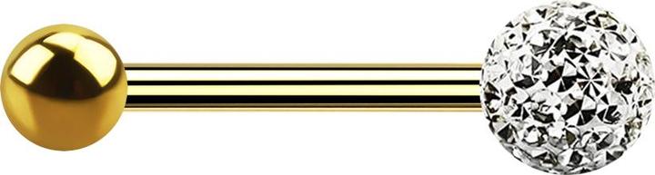 Produktbild Star Piercing Barbell vergoldet mit Kugel und Kristallkugel silber Epoxy Schutzschicht (Titan G23, ohne Messing)
