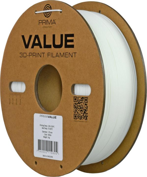 Produktbild Prima Creator PrimaValue ABS -filamentti 3D -tulostimeen,, valkoinen (ABS, 1.75 mm, 1000 g, Weiss)