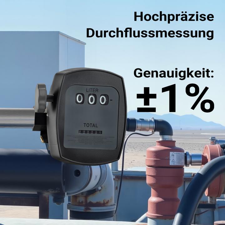 Produktbild Wiltec Diesel Heizöl Zähler 3bar 10-60l/min Anschlüsse 25,4mm Abweichung 1% Heizölpumpe