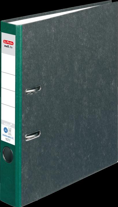 Herlitz Recycled file, spine width: 50 mm, green spine, with black cloud marble paper cover, inside (A4, 50 mm, 1 Piece)