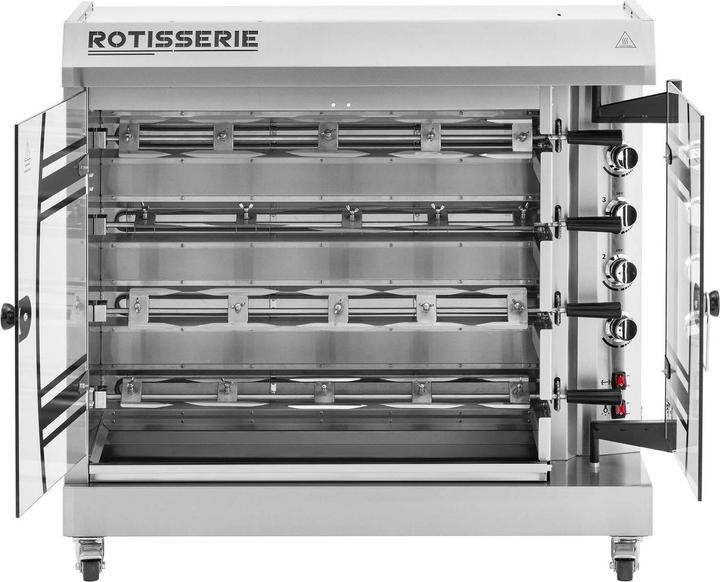 Actual product image Royal Catering Electric Chicken Grill - 4 spits for 24 chickens - with lights and wheels -