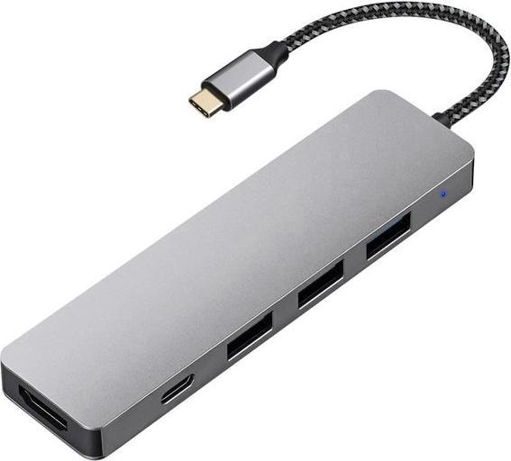 Image du produit RND Station d'accueil, USB-C mâle, alimenté par bus, 100W, nombre total de ports 5 (USB-C, 5 Ports)