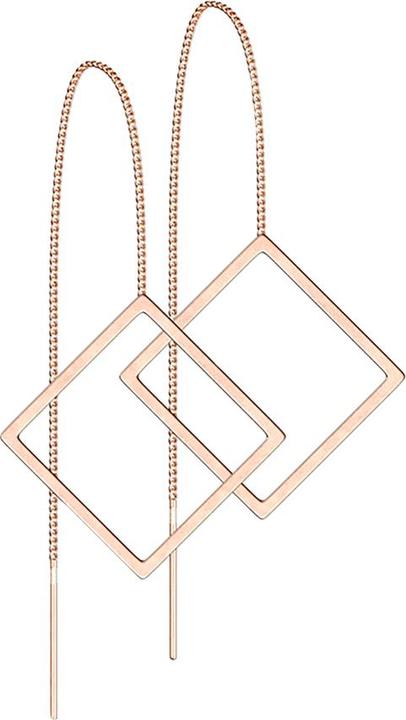 Produktbild Star Piercing Ohrstecker rosegold freifallende Kette mit Quadratisch (ohne Messing, Chirurgenstahl 316L)