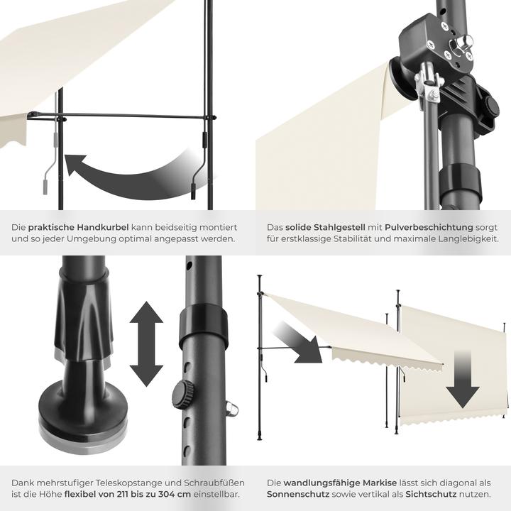 Immagine prodotto tectake Tenda a morsetto con manovella, altezza regolabile (3.50 m)