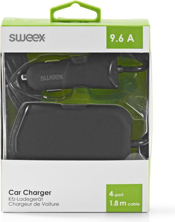 Actual product image Sweex Car Charger 4 Outputs 9.6 A USB Black