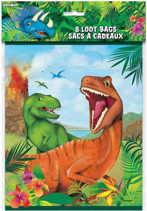 Produktbild Unique Party Geschenkbeutel Dinosaurier 8erPack (Geschenkbox, 8 x)