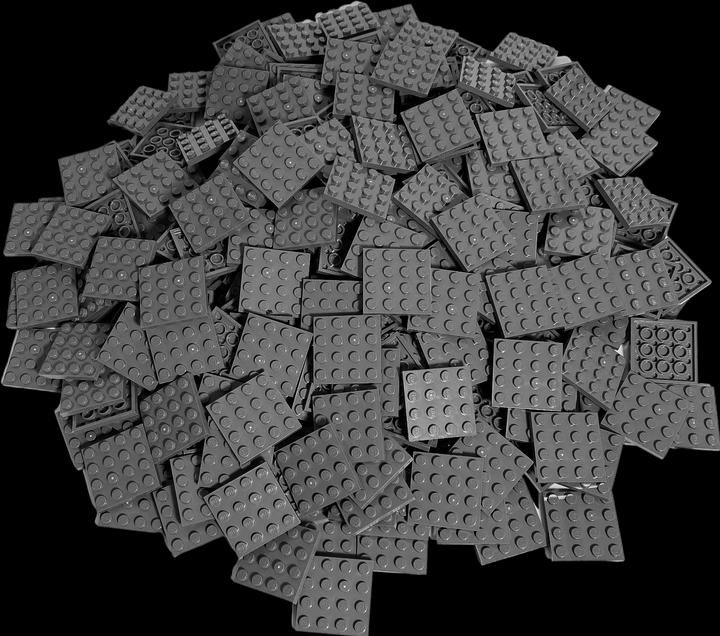 Produktbild LEGO Dunkelgrau 4x4 Platten - flache Platten - Dark Bluish Grey Plate 3031 - 100x (3031, LEGO Zubehör)