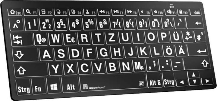 Actual product image Logickeyboard XL-Print White on Black dt. (PC/BT) (DE, Cable)