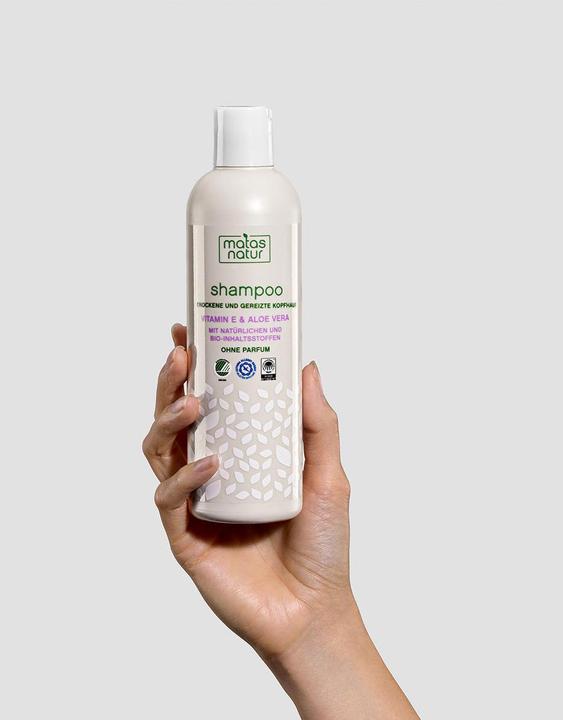Image du produit Matas Shampooing pour cuir chevelu sec et irrité à l'aloe vera bio et à la vitamine E (400 ml, Shampoing liquide)