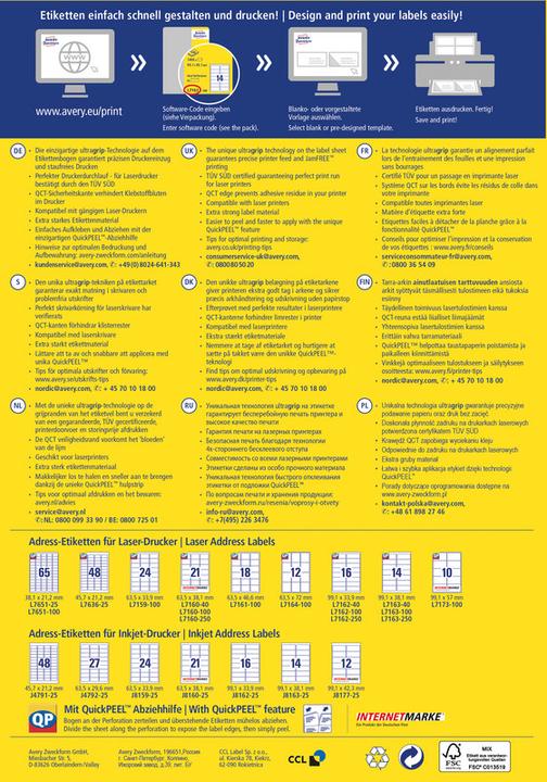 Image du produit Avery Etiquettes d'adresses ultragrip