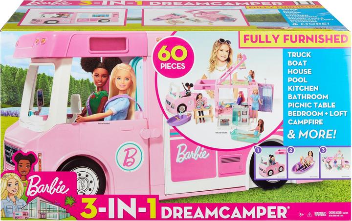 Image du produit Barbie Camping-Car de Rêve 3-en-1 - Véhicule pour Poupée Mannequin - 3 ans et +