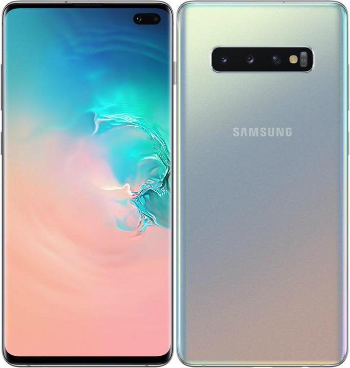 Produktbild Samsung Galaxy S10+ (128 GB, Silver, 6.40", Hybrid Dual SIM, 16 Mpx, 4G)
