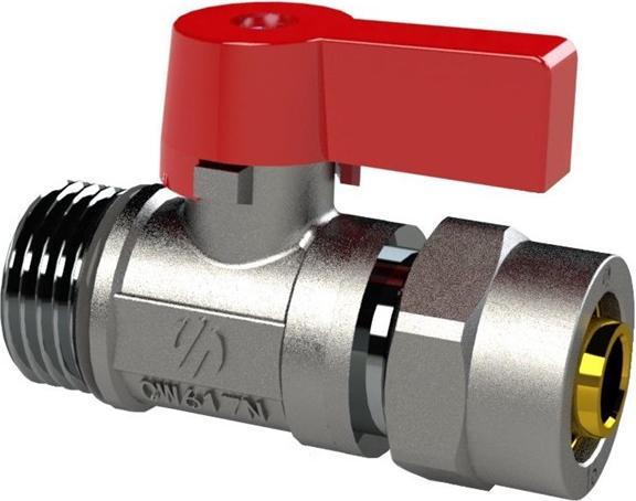 VALVE MINI 1/2X16MM M RED HANDLE