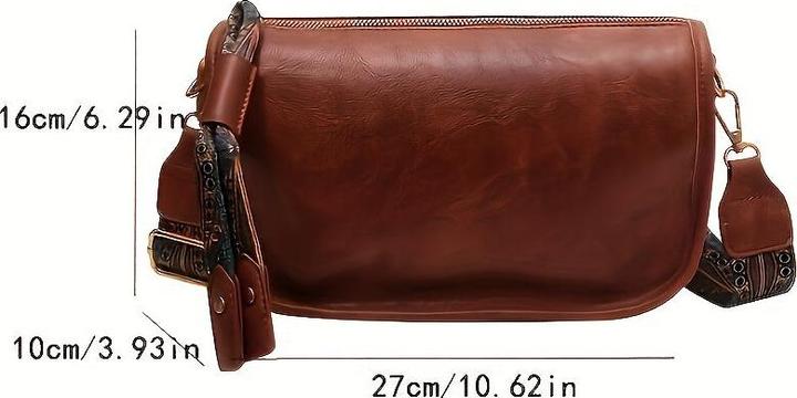Only-Bags.Store Graphic Pattern Zipper Crossbody Bag, Stilvolle Umhängetasche mit breitem Riemen, Vintage Daily