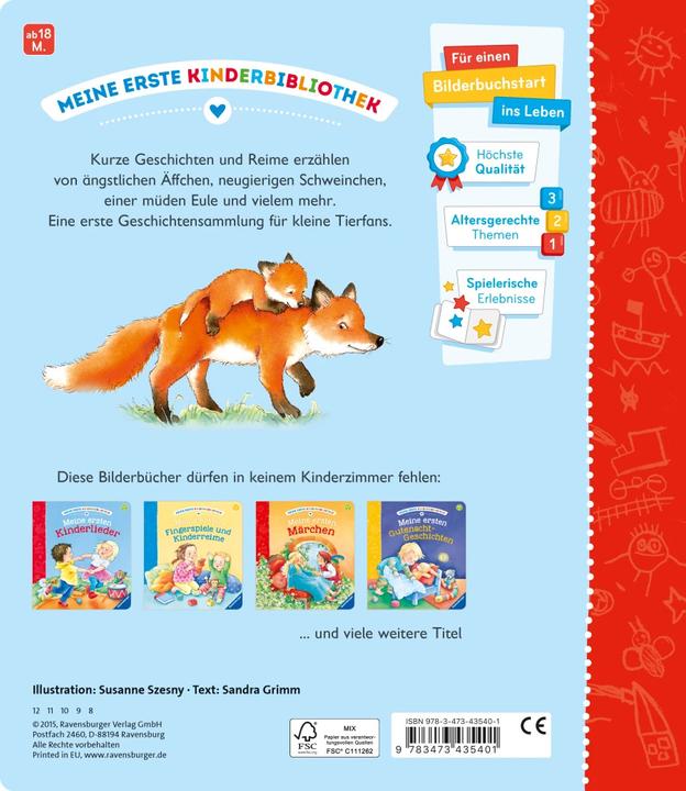 Produktbild Ravensburger Meine ersten Tier-Geschichten (Deutsch, Susanne Szesny, Sandra Grimm, 2015)