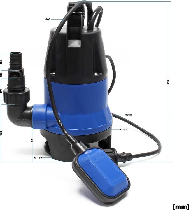 Produktbild Wiltec Schmutzwasserpumpe 400 W 7500 l/h Tauchpumpe Gartenpumpe Brunnenpumpe Pumpe (Schmutzwasserpumpe)