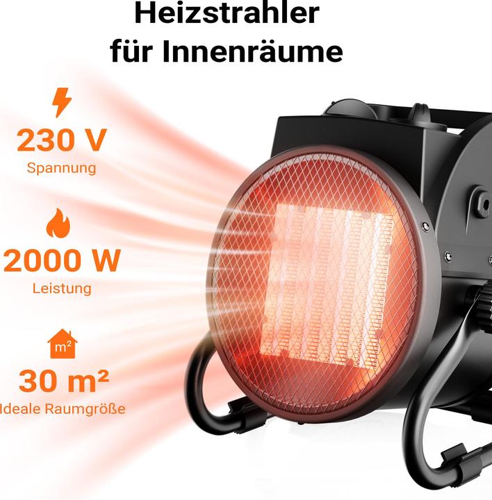 Immagine prodotto Wiltec Keramik Heizstrahler 2kW Heizlüfter Heizgerät Schnellheizer Elektrisch (2000 W)