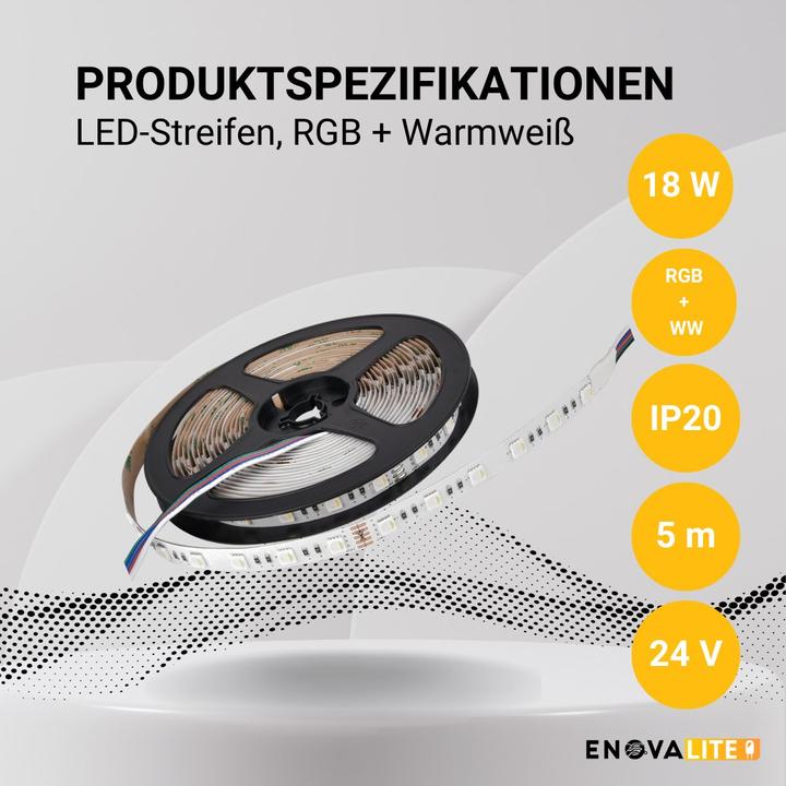 Immagine prodotto Enovalite Strisce LED (Bianco caldo, 500 cm, Interno, Esterno)