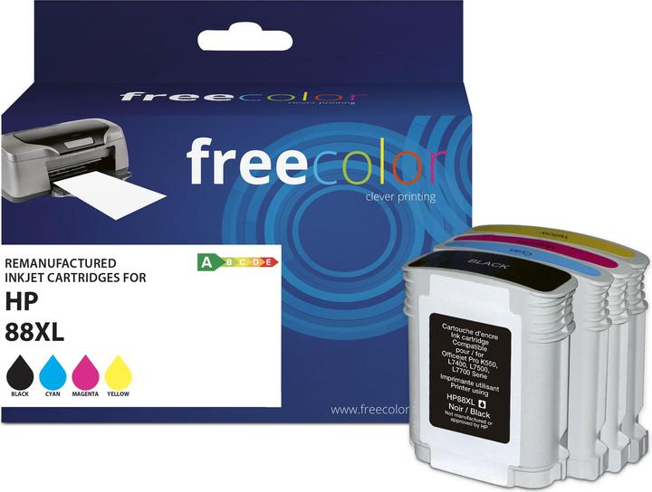 Produktbild Freecolor Patrone HP 88XL color BK/C/M/Y remanufactured (M, BK, C, Y)