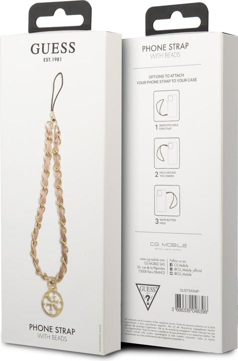 Actual product image Guess zawieszka GUSTSAS4P Phone Strap różowy/pink Chain Metal 4G Charm