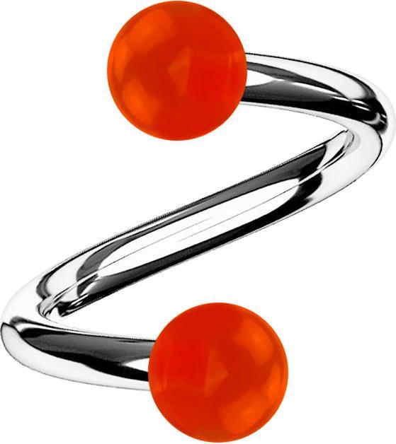 Produktbild Star Piercing Micro Spirale silber mit zwei Kugeln rot transparent (Acryl, ohne Messing, Chirurgenstahl 316L)