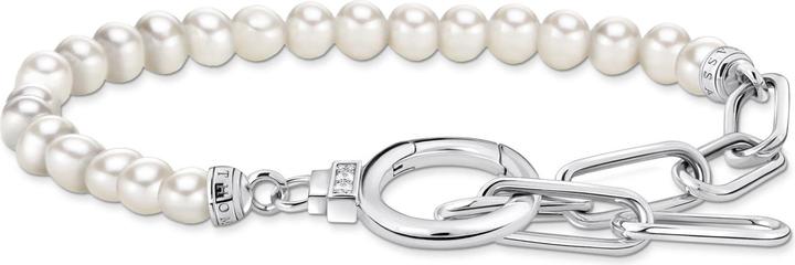 Immagine prodotto Thomas Sabo Bracciale di perle ed elementi ad ancora con pietre bianche in argento (19 cm, Argento 925)