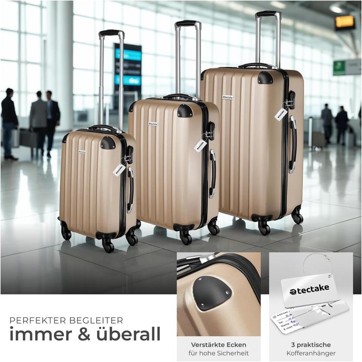 Image du produit tectake 3er Kofferset Talia mit Kofferwaage und Kofferanhänger (93 l, L (90 - 115l))