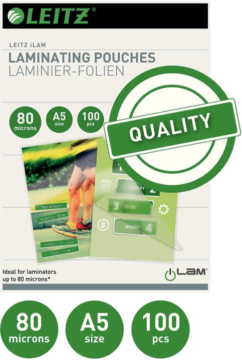 Actual product image Leitz Laminating foil pouch (A5, 100 Piece, 80 µm)