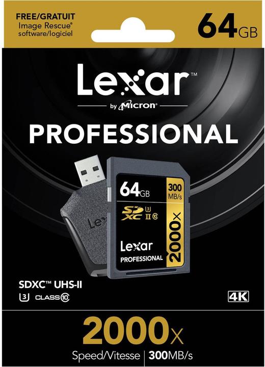 Produktbild Lexar Sdxc (64 GB, SDXC, U3, UHS-II)